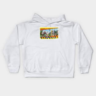 Greetings from Marquette, Michigan - Vintage Large Letter Postcard Kids Hoodie